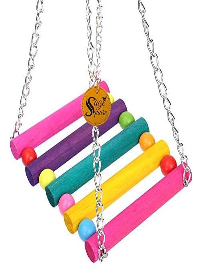 سايج سكوير لعبة أرجوحة خشبية طبيعية مرحة من سيج سكوير، لعبة قفص أنشطة للببغاء، والبادجي، والكوكاتيل، وطيور الحب، والبادجي، وكونيور الشمس، والكناري، والكوكاتو، والمكاو. - Image 3